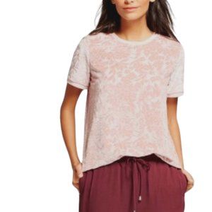 a new day Blush Pink Floral Crushed Velvet Brocade Crewneck Top XXL